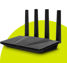 ExpressVPN Aircove 路由器，背景是绿色。
